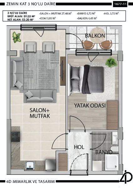 Daire 3 3 NO'LU DAİRE