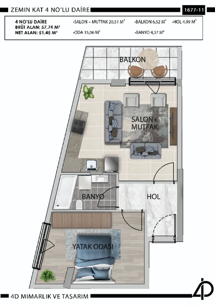 Daire 4 4 NO'LU DAİRE