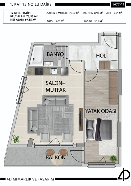 Daire 12 12 NO'LU DAİRE