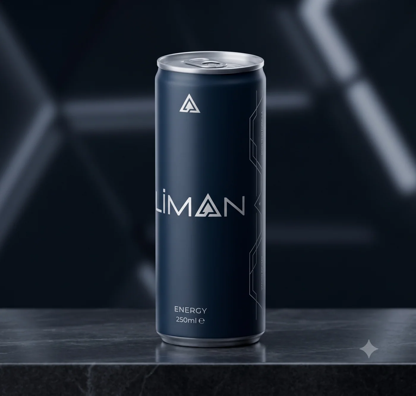 The can at an angle, a hard edge light down one side
